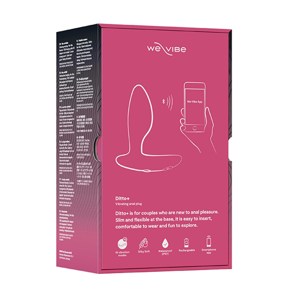 We-Vibe Ditto + Roze anaal vibrator achterkant doos