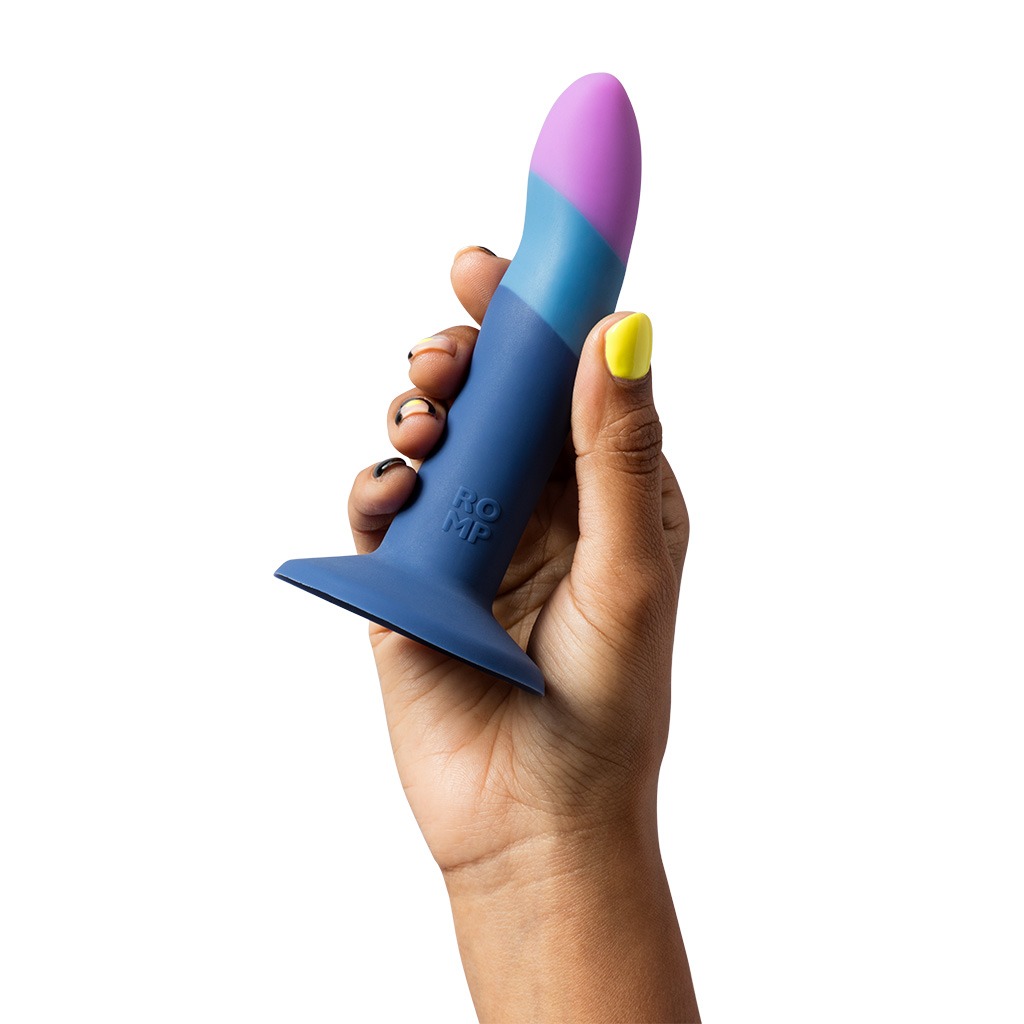 Romp Dildo piccolo blauw in hand