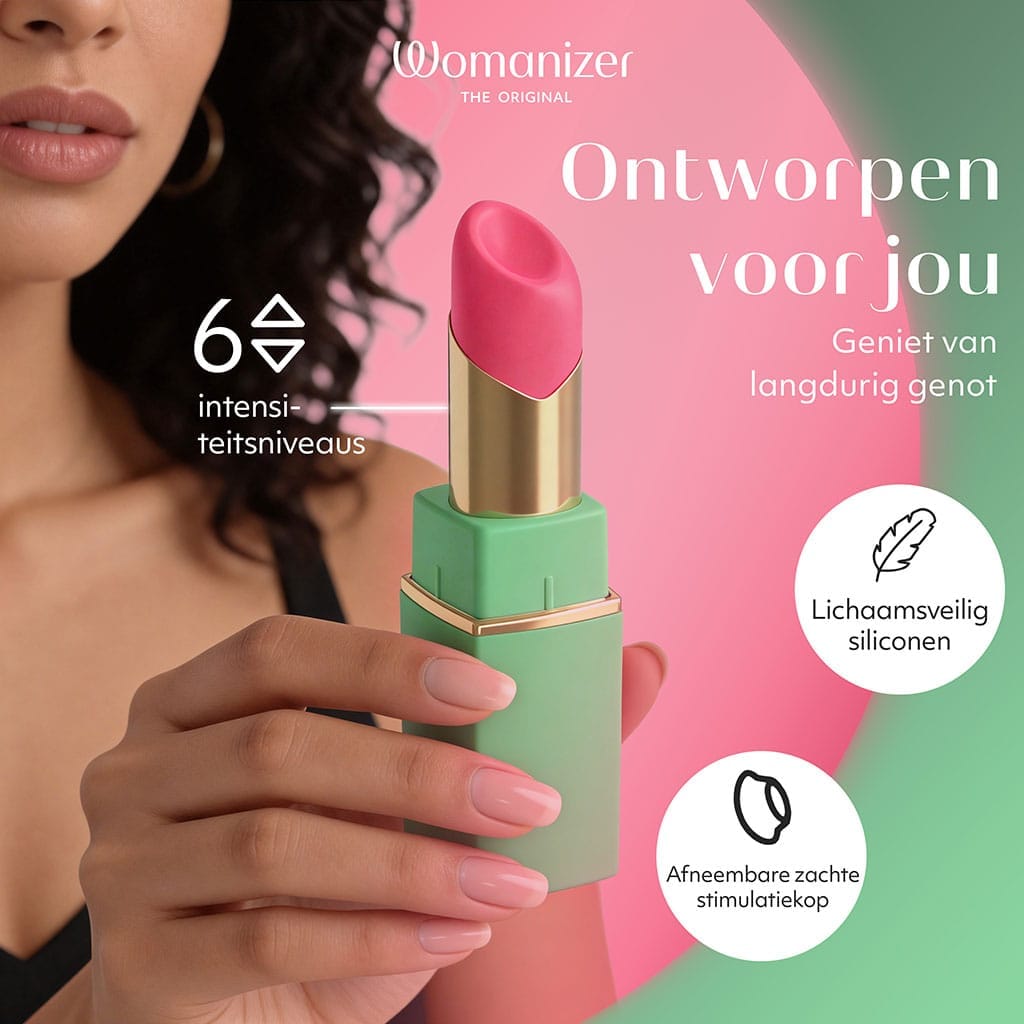 Womanizer Beauty Roze/Groen – Lipstick Luchtdruk Vibrator