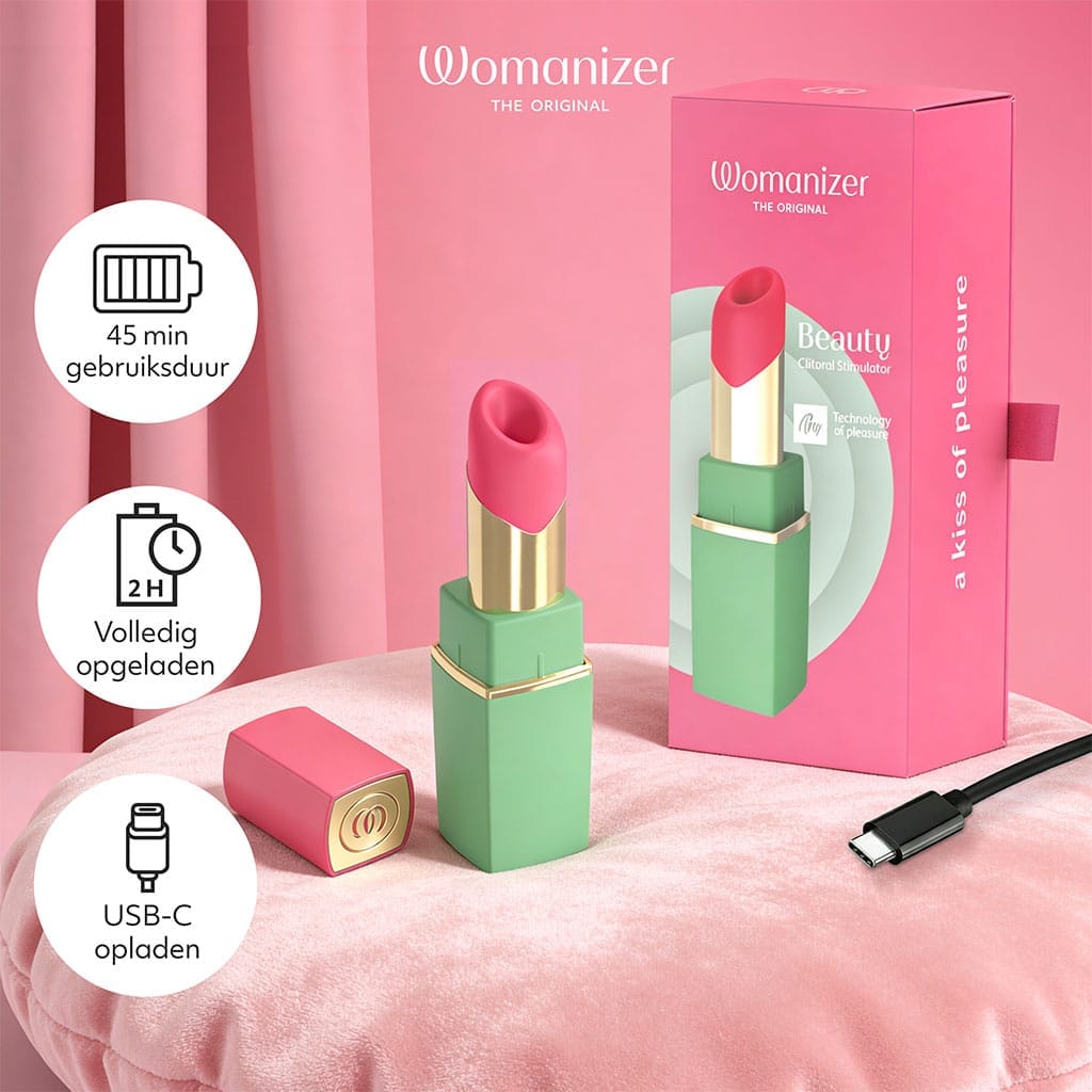Womanizer Beauty Roze/Groen – Lipstick Luchtdruk Vibrator